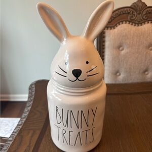 Rae Dunn Bunny Treats Ceramic cookie jar - White